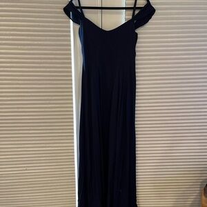 Reformation flutter sleeve navy gown